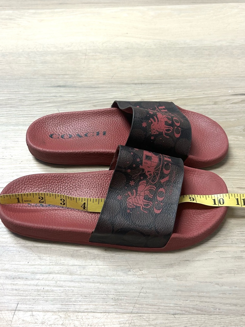 Coach Uli Sport Slide Signature Canvas Horse Carriage Women 9B Berry Pink Logo - Picture 15 of 15